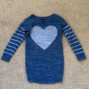 Like New 100% Cotton Gap Kids Blue Heart Sweater Dress -Size 3T